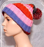 BONNET RAYE EPAIS POMPON SKI FEMME FILLE ENFANT NEUF coloris mode 