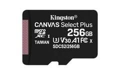 KINGSTON 256GB MICSDXC CANVAS SELECT PLUS 100R SINGLE PACK W/O ADAPTER (SDCS2/256GBSP)