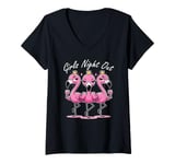 Womens Cute Pink Flamingos Girls Night Out for Friends Flamingo V-Neck T-Shirt