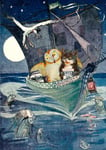 Owl & the Pussycat  - Art Greeting / Birthday Card - Edward Lear Boats Moon Sea