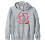 Cute Womens Intertwined Heart Chain Love Lock Valentine' Day Zip Hoodie