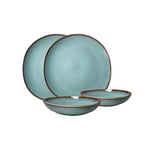 like. by Villeroy & Boch – Lave Set De Vaisselle 4 Pièces Pour 2 Personnes Bleu, Garanti Lave-Vaisselle, Compatible Micro-Ondes, Poterie Turquoise, Service De Table Poterie, Ensemble Assiette, Faïence