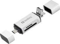 Sandberg Kortläsare Usb-C+Usb+Microusb, Microsd (Transflash), Sd, Silver, Usb, 18 G, 1 St, 80 Mm