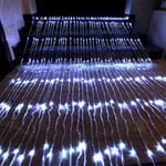 3x3m 6x3m Meteordusch Regn Led String Light Utomhus Jul Vattenfall Garland String Light Fönster Gardin Istappar Fairy Light White 3X6M 576LEDS