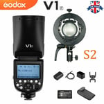 UK Godox V1F 2.4G TTL HSS Camera Round-Head Speedlite With S2 Bracket For Fuji