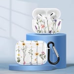 [2 pièces Coques pour Apple AirPods 3 2021 Silicone Transparente Motifs Fleur Mignons Case avec Porte-clés, Étui Housse Compatible Charge sans Fil Protection Boîtier Filles Femmes