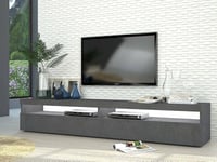 Dmora - TV stand Nemo, Low sideboard for living room with 2 doors, TV stand base, 100% Made in Italy, cm 200x45h36, Ash Gray, with LED light