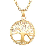 Morella Collier pour Femme 70 cm avec Pendentif Arbre de Vie - Force doré dans Une Pochette à Bijoux