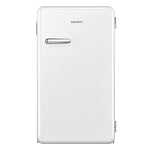 COMFEE' RCD93WH2UKRT(E) Under Counter Fridge Only, 93L Retro Freestanding Fridge with Chiller Box, Adjustable Thermostats, Self-closing Door, White