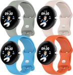 4 Pack Bracelets Compatible avec Google Pixel Watch 3 Bracelet/Pixel Watch 2 1 Bracelets,Bracelet Sport de Remplacement en Silicone Souple et étanche pour Google Pixel Watch 3 2 1 Hommes Femmes ,L