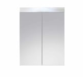 Armoire de toilette murale - 2 portes miroir -  mélaminé blanc - L - H - P : 60 - 77 - 17 cm