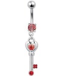 The Love Key Red - Navelpiercing i Äkta Silver