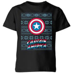 Marvel Captain America Kids' Christmas T-Shirt - Black - 3-4 ans - Noir