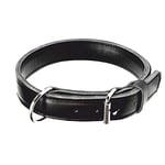 Dingo Gear Max S04031 Collier en Cuir véritable extrêmement Solide et Durable avec raccords chromés Tour de Cou pour Chien de Travail 48 à 56 cm Noir