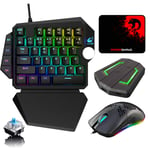 RGB Gaming Keyboard Mouse Combo,Upgrade Knob USB Wired Gaming Keypad Detachable Wrist Rest +Programmable Gaming Mouse+LED Backlit Converter for Nintendo Switch/Xbox One/PS4/PS3/PC+Mouse Pad (Black)