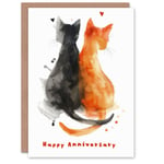 Orange Tabby Black Cat Lover Sweet Love Anniversary Card