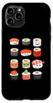 Coque pour iPhone 11 Pro Visages de sushis kawaii mignons type japonais de suchi amateur de nourriture