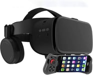 Casque Réalité Virtuelle 3d Vr Avec Télécommande, Visionneuse Vr Stéréo Pour Films Jeux Imax Lunettes Vr Sans Fil Bluetooth Compatibles Avec Iphone Ios/Android De 4,7-6,3"" ( Color : Black , Size : 05