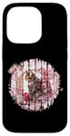 Coque pour iPhone 14 Pro Fleur de cerisier Chat Guerrier Fleur de samouraï