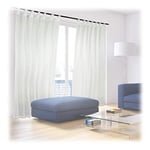 Relaxdays Rideaux avec passants lot de 2 rideaux unis transparents en polyester HxlxP: 245 x 140 x 0,1 cm, crème