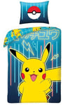 Set Lit Pokemon Pikachu Che Hurle Pokeball Couette 140x200 Coton Originelle