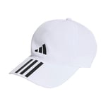 adidas Unisex 3-Stripes AEROREADY Running Training Baseball Cap, White/Black/Black, XXS