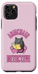 Coque pour iPhone 11 Pro Fauteuil détective – Chat lisant un livre mystère confortable