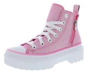 CONVERSE Chuck Taylor All Star Lugged Lift Platform Prism Glitter Sneaker, Oops Pink White Black, 35 EU