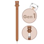 NIUTRENDZ Ours Mignon Apple Pencil Case pour Apple Pencil 1ère génération Cas Silicone Housse de Protection Housse Skin Accessories (Marron)