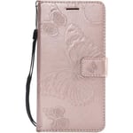 Etui Huawei P8 Lite 2017, Huawei Nova Lite - Marque Huawei - Papillon Imprimé - Or Rose - Femme