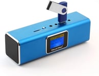 Haut-parleur stéréo MusicMan TXX3548 MA Soundstation avec batterie rechargeable intégrée et écran LCD (lecteur MP3, radio, emplacement pour carte microSD, port USB) - Bleu