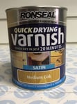 Ronseal 750ml Quick Drying Satin Medium Oak Interior Varnish