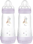 MAM Easy Start Anti-Colic 320ML Bottle – 2PK Pink (2 x 320 ml), Fast Flow MAM Teats Size 3, Reduced Colic Baby Bottle, Baby Essentials