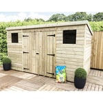 12 x 8 Pressure Treated Pent Garden Shed with Double Doors