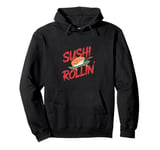 Funny Sushi Rollin - Sushi Chef Skateboarding Pullover Hoodie