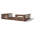 Terrasse en bois avec balustrade pour abri en bois - 12m2 - 4m x 3m - imprégnée - couleur: marron