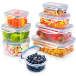 YASHE Food Storage Containers 16PCS (8 Containers + 8 Lids), Airtight Plastic Food Containers with Lids, Pantry & Kitchen Containers, Leak-Proof, BPA Free, Microwave & Freezer Safe, 0.24-1.5L