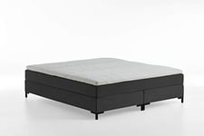 Atlantic Home Collection Romy Lit à sommier tapissier sans tête de lit, Matelas à Ressorts ensachés, dureté 3, avec surmatelas, Anthracite, King