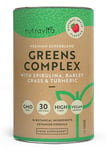 Super Greens Powder Complex - Natural Apple Flavour - Premium Superfood Powder Blend with Spirulina, Barley Grass and Turmeric - High Fibre, Vegan Friendly, and GMO Free - Made in The UK by Nutravita