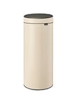 Brabantia - Touch Bin 30L - Large Waste Bin for Kitchen - Soft-Touch Opening - Removable Inner Bucket - Non-Slip Base - Easy Recycling - Bin Liners Included - Soft Beige - 30 x 32 x 72 cm