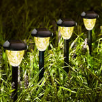 GIGALUMI Solar Lights Outdoor Garden 10 Pack, LED Garden Lights with Great Pattern, Waterproof Auto On/Off Solar Powered Lights for Garden Walkway Driveway Lawn Pathway（Warm White）