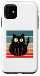 Coque pour iPhone 11 Chat noir pelucheux électrocuté, animal surpris, animal de