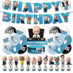 Baby Boss födelsedagsfest dekorationer, Grattis på födelsedagen Banner Cake Toppers ballonger Set