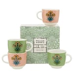 William Morris At Home Useful and Beautiful Assorted Espresso Coffee Cup Gift Set | 4 x 100ml Fine China Espresso Cups | Dishwasher and Microwave Safe | Cruelty Free & Vegan Friendly