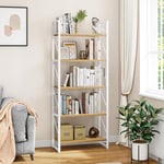 YITAHOME Bibliothèque à 5 Niveaux, étagère à Livres sur Pied, étagère en Bois et Cadre en métal, étagère de Rangement pour Salon, Bureau à Domicile – Bibliothèque Blanc et Chêne