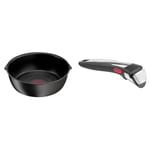 Tefal Ingenio Poêle profonde 26 cm, Induction, Revêtement antiadhésif, Indicateur & Ingenio Poignée amovible Premium noire, Empilable, Verrouillage sécurité 3 points, Supporte jusqu'à 10 kg