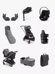 Bugaboo Dragonfly Pushchair, Carrycot & Accessories with Cybex Cloud G i-Size Rotating Car Seat & Base Bundle,  Grey Melange