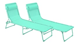 Argos Home Set of 2 Folding Metal Sun Loungers - Teal