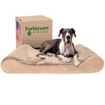 FurHaven Lit orthopédique pour Chiens de très Grande Taille avec Housse Amovible Lavable, pour Chiens jusqu'à 81,6 kg – Matelas en Peluche Minky et Velours de Luxe – Camel, géant/XXXL