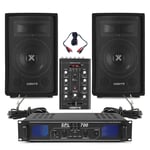 Pair Vonyx 8" Speakers Amplifier Bluetooth USB MP3 Mixer Home Party System 800W